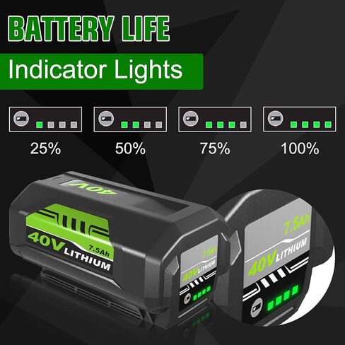 7.5Ah Replacement for Ryobi 40V Lithium Battery 7500mAh OP40601 OP40602 | OP40601 OP40602 OP4075A OP4040 OP40404 OP4050A Compatible with Ryobi 40V Cordless Power Tool(Green) in Saudi Arabia