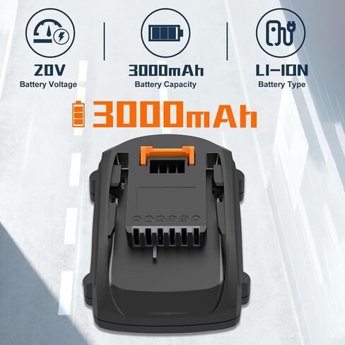 2Pack 3000mAh Battery Replacement for Worx PowerShare 20V Batteries WA3520 WA3525 WA3575 WA3669 WG151s WG155s WG251s WG255s WG540s WG545s WG890 WG891 in Saudi Arabia
