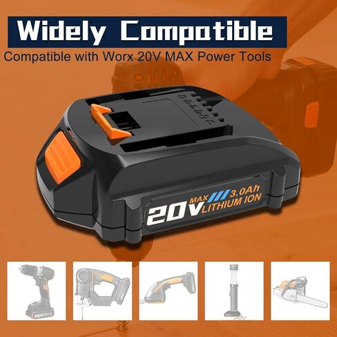 2Pack 3000mAh Battery Replacement for Worx PowerShare 20V Batteries WA3520 WA3525 WA3575 WA3669 WG151s WG155s WG251s WG255s WG540s WG545s WG890 WG891 in Saudi Arabia