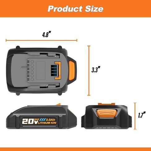 2Pack 3000mAh Battery Replacement for Worx PowerShare 20V Batteries WA3520 WA3525 WA3575 WA3669 WG151s WG155s WG251s WG255s WG540s WG545s WG890 WG891 in Saudi Arabia