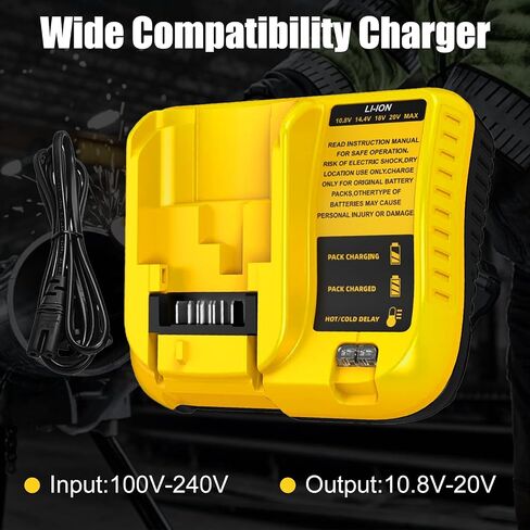 2Packs 12.0Ah Lithium Replacement for Dewalt 20V Battery and DCB107 Charger | Compatible with Dewalt 20V MAX Battery DCB207 DCB206 DCB204 DCB200 DCB201 DCB203 Series Power Tool(Yellow) in Saudi Arabia