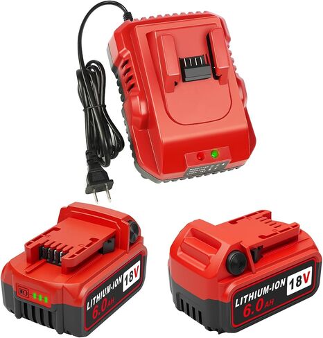 2Pack 18V 6.0Ah Batteries Replacement for Milwaukee M-18 Battery and 1 Charger Set in Kuwait