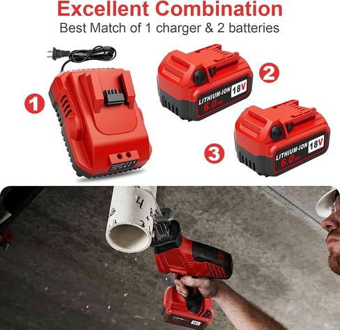 2Pack 18V 6.0Ah Batteries Replacement for Milwaukee M-18 Battery and 1 Charger Set in Kuwait