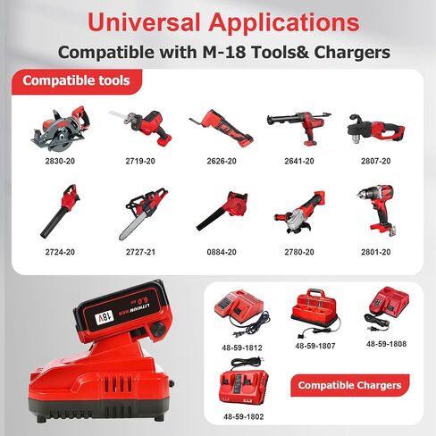2Pack 18V 6.0Ah Batteries Replacement for Milwaukee M-18 Battery and 1 Charger Set in Kuwait