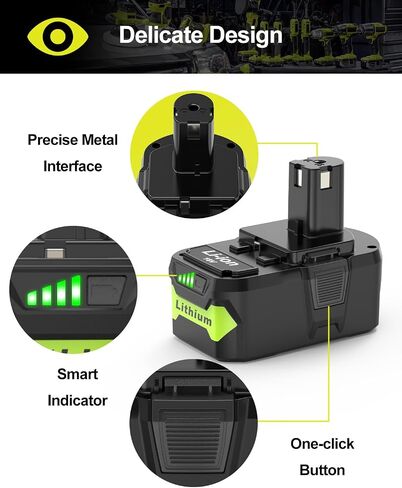 5000mAh Battery Replacement for Ryobi 18V Battery P105 P108, Compatible with All Ryobi 18V one+ Cordless Power Tools in Saudi Arabia