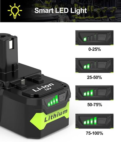 5000mAh Battery Replacement for Ryobi 18V Battery P105 P108, Compatible with All Ryobi 18V one+ Cordless Power Tools in Saudi Arabia