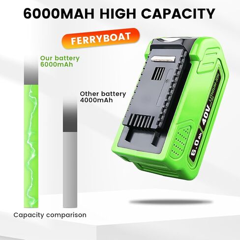 FERRYBOAT 6000mAh 40V Lithium Battery for Greenworks Replacement for Greenworks 40V Battery 29462 29252 20202 22262 25312 25322 20642 27062 21242 Compatible with Greenworks 40V Cordless Power Tools in Kuwait