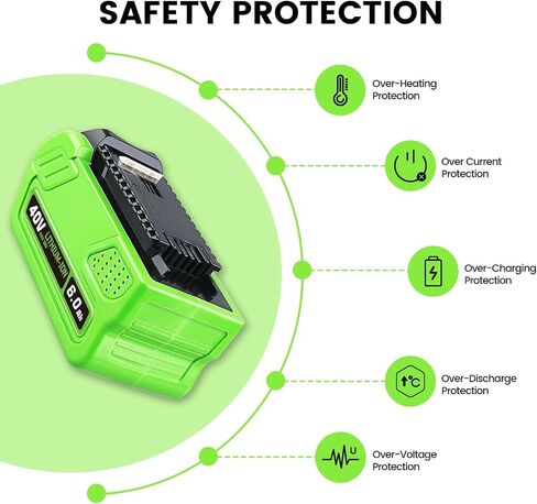 FERRYBOAT 6000mAh 40V Lithium Battery for Greenworks Replacement for Greenworks 40V Battery 29462 29252 20202 22262 25312 25322 20642 27062 21242 Compatible with Greenworks 40V Cordless Power Tools in Kuwait