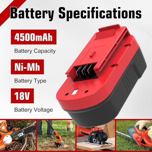 2-Pack [Upgraded to 3600mAh] Replacement for Black and Decker 18V Battery | Compatible with B-lack and Decker 18 Volt Battery Ni-Mh HPB18 244760-00 A1718 FS18FL FSB18 Firestorm Cordless Tools (Red) in Kuwait
