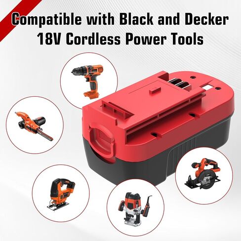 2-Pack [Upgraded to 3600mAh] Replacement for Black and Decker 18V Battery | Compatible with B-lack and Decker 18 Volt Battery Ni-Mh HPB18 244760-00 A1718 FS18FL FSB18 Firestorm Cordless Tools (Red) in Kuwait