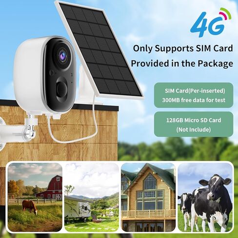 4G LTE Cellular Security Camera No WiFi Wireless Outdoor Solar Powered 2K | Waterproof Color Night Vision PIR Motion Sensor 2 Way Talk Built in Sim Card for Bird Feeder Jobsite Farm Ranch Cabin RV in Kuwait