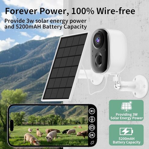 4G LTE Cellular Security Camera No WiFi Wireless Outdoor Solar Powered 2K | Waterproof Color Night Vision PIR Motion Sensor 2 Way Talk Built in Sim Card for Bird Feeder Jobsite Farm Ranch Cabin RV in Kuwait