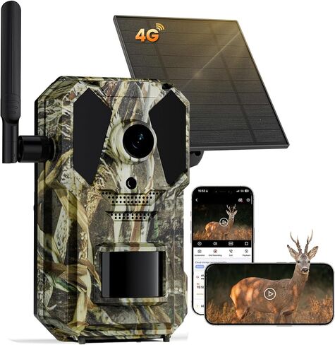 Trail Camera, 4G Cellular Dual Lens Trail Cameras 2.7K, 0.2s Fast Trigger Speed, Game Camera with Full Color Night Vision, No Glow IR, Motion Detection, No WiFi Needed, IP 65 Waterproof in Kuwait