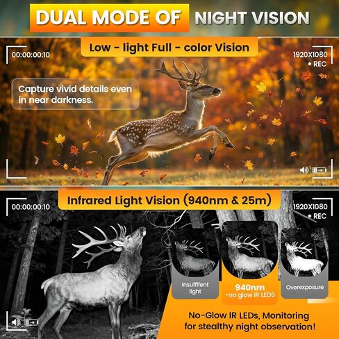 Trail Camera, 4G Cellular Dual Lens Trail Cameras 2.7K, 0.2s Fast Trigger Speed, Game Camera with Full Color Night Vision, No Glow IR, Motion Detection, No WiFi Needed, IP 65 Waterproof in Kuwait