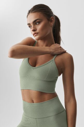 Alo Yoga Seamless Modal Ribbed Delight Bralette - Dune Grass in Saudi Arabia