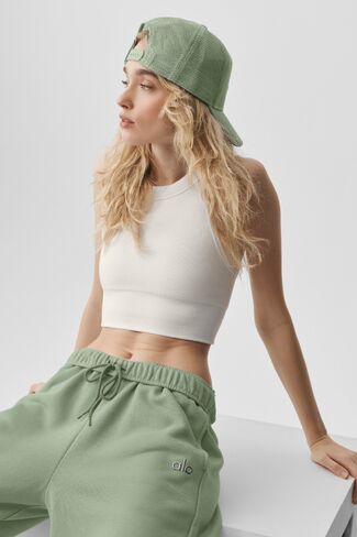 Alo Yoga Seamless Modal Ribbed High Neck Delight Bra - White in Saudi Arabia