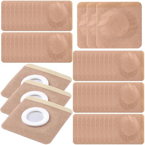 50pcs Disposable Castor Oil Packs, Square Style, Skin Color | Fabric & Organic Cotton, Self-Adhesive, Highly Absorbent, Belly Button Pads, for Abdomen Knees Feet in Kuwait
