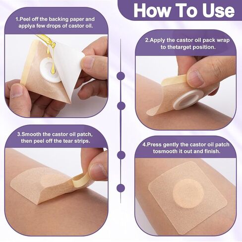 50pcs Disposable Castor Oil Packs, Square Style, Skin Color | Fabric & Organic Cotton, Self-Adhesive, Highly Absorbent, Belly Button Pads, for Abdomen Knees Feet in Kuwait