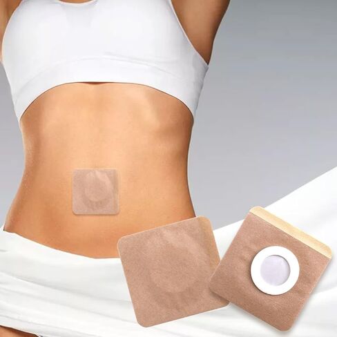 50pcs Disposable Castor Oil Packs, Square Style, Skin Color | Fabric & Organic Cotton, Self-Adhesive, Highly Absorbent, Belly Button Pads, for Abdomen Knees Feet in Kuwait