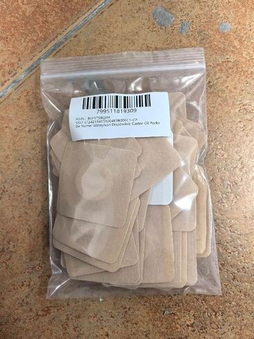 50pcs Disposable Castor Oil Packs, Square Style, Skin Color | Fabric & Organic Cotton, Self-Adhesive, Highly Absorbent, Belly Button Pads, for Abdomen Knees Feet in Kuwait
