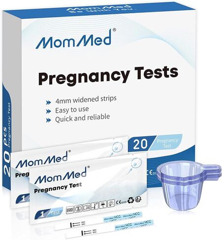 MomMed Pregnancy Test, 20 HCG Pregnancy Test Strips for Early Detection, Over 99% Accurate, 20 Free Urine Cups, Bulk Pregnancy Tests for Home Use, Pruebas de Embarazo in Kuwait