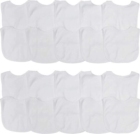 Neat Solutions 2-Ply Knit Terry Solid Color Feeder Bibs in White - 20 Pack in Kuwait
