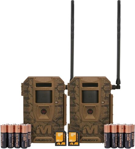 Muddy Outdoors Mitigator 3.0 Combo 2 Pack – Cellular Trail Camera with 28MP, 720p Video, Batteries & 16GB SD Card Included | 36MP Photos, 720p Video, 0.5 Second Trigger, ~70-80 Ft Detection, Includes Aa Batteries and 16GB SD in Kuwait