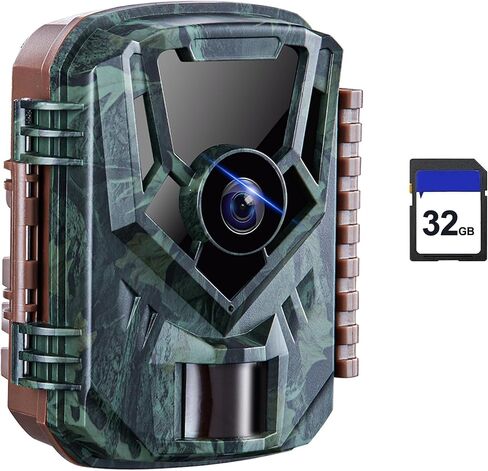 KJK Trail Camera with 32GB Memory Card, 36MP 2.7K Mini Game Camera, 0.1s Trigger, 130° Wide-Angle Motion Activated Night Vision, IP66 Waterproof in Kuwait