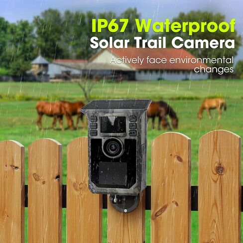Trail Camera 2 Pack 4K 64MP Solar Game Camera with 5000mAh Forever Power, 64GB Memory Card and Ip67 Waterproof Angle Night Vision for Wildlife Deer Outdoor Trail Cam, Monitoring Trail Cameras in Kuwait