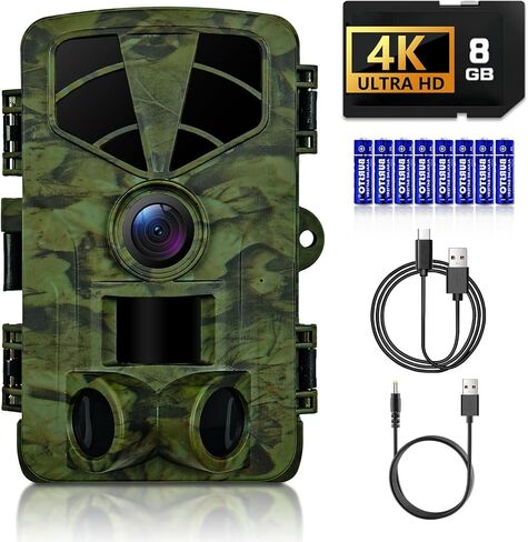 Trail Camera 4K 48MP WiFi Night Vision Trigger Waterproof Game Cam Outdoor | 0.1s Trigger, 120° Wide Angle, Low Glow IR, IP66 Waterproof, Wildlife & Hunting, 8*AA Batteries Included in Kuwait