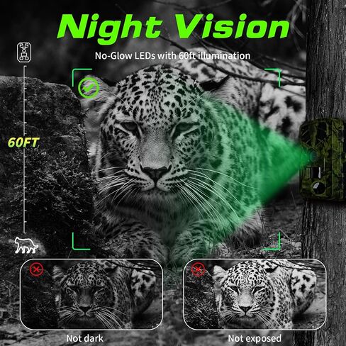 Trail Camera 4K 48MP WiFi Night Vision Trigger Waterproof Game Cam Outdoor | 0.1s Trigger, 120° Wide Angle, Low Glow IR, IP66 Waterproof, Wildlife & Hunting, 8*AA Batteries Included in Kuwait