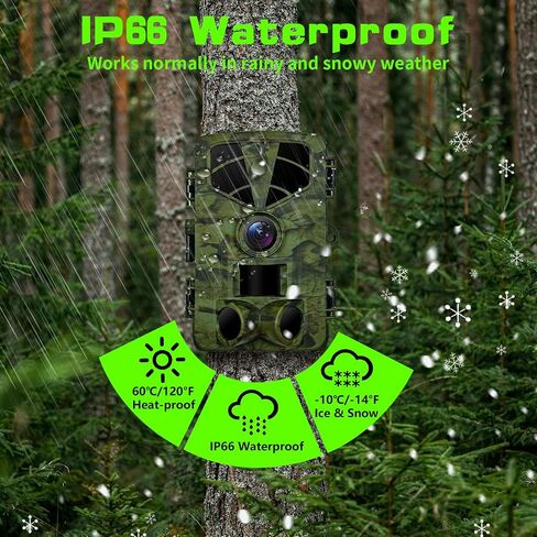 Trail Camera 4K 48MP WiFi Night Vision Trigger Waterproof Game Cam Outdoor | 0.1s Trigger, 120° Wide Angle, Low Glow IR, IP66 Waterproof, Wildlife & Hunting, 8*AA Batteries Included in Kuwait