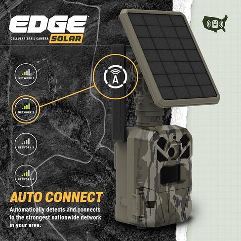 Moultrie Edge Solar Cellular Trail Camera - Integrated Solar, Mossy Oak | Mossy Oak camo, integrated solar, built-in battery, Scout from Anywhere, HD photos, 40MP, 1080p video, multi-carrier in Kuwait
