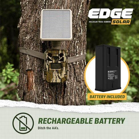Moultrie Edge Solar Cellular Trail Camera - Integrated Solar, Mossy Oak | Mossy Oak camo, integrated solar, built-in battery, Scout from Anywhere, HD photos, 40MP, 1080p video, multi-carrier in Kuwait