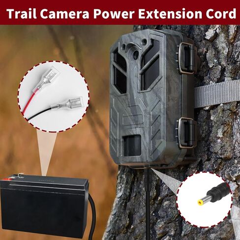 Trail Camera Power Cord,5.5x2.1mm DC Plug External Power Cable Compatible with Stealth Cam,Spypoint,Moultrie,Browning,Wildgame Innovations,Muddy,Black Gate Trail Camera (2) in Kuwait