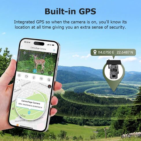 No-Glow 4G LTE Cellular Trail Camera with GPS for Wildlife Scouting | 5W Solar Panel & 7800mAh Battery, 3 PIR Motion Detection, 940nm No-Glow Full Color Night Vision, AI Animal Recognition, IP66 in Kuwait