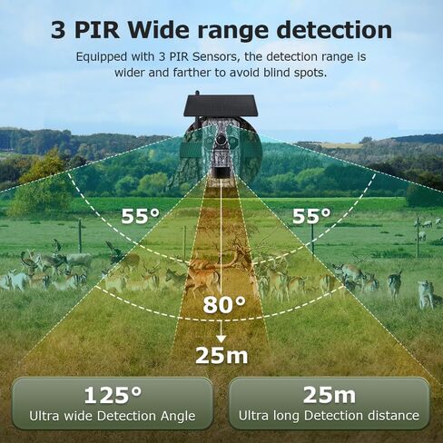 No-Glow 4G LTE Cellular Trail Camera with GPS for Wildlife Scouting | 5W Solar Panel & 7800mAh Battery, 3 PIR Motion Detection, 940nm No-Glow Full Color Night Vision, AI Animal Recognition, IP66 in Kuwait