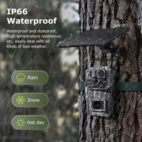 No-Glow 4G LTE Cellular Trail Camera with GPS for Wildlife Scouting | 5W Solar Panel & 7800mAh Battery, 3 PIR Motion Detection, 940nm No-Glow Full Color Night Vision, AI Animal Recognition, IP66 in Kuwait