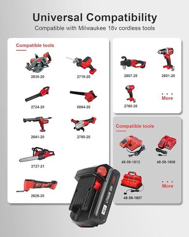 KOOMICY 3.0Ah 18V 2/pk Replacement for Milwaukee M-18 Battery with Charger in Kuwait