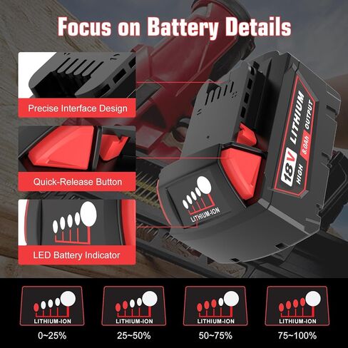 2Pack 8000mAh Battery Replacement for Milwaukee 18V Battery 48-11-1862 | 48-11-1852 48-11-1880 48-11-1840 48-11-1890 Compatible with Milwaukee 18 Volt Batteries Cordless Power Tools in Kuwait