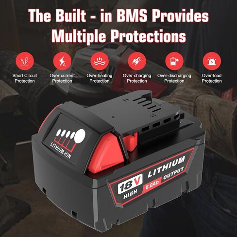 2Pack 8000mAh Battery Replacement for Milwaukee 18V Battery 48-11-1862 | 48-11-1852 48-11-1880 48-11-1840 48-11-1890 Compatible with Milwaukee 18 Volt Batteries Cordless Power Tools in Kuwait