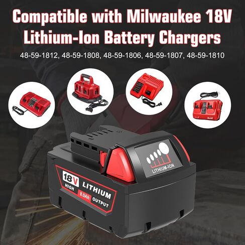2Pack 8000mAh Battery Replacement for Milwaukee 18V Battery 48-11-1862 | 48-11-1852 48-11-1880 48-11-1840 48-11-1890 Compatible with Milwaukee 18 Volt Batteries Cordless Power Tools in Kuwait