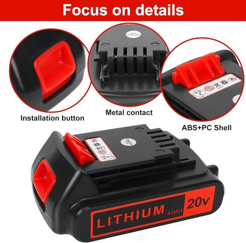 KINGTIANLE 2 Pack 4000mAh 20V Lithium Ion Battery Replace Battery for Black and Decker 20 Volt Max Battery LBXR20 LB20 LBX20 LBX4020 Cordless Power Tools Series in Kuwait