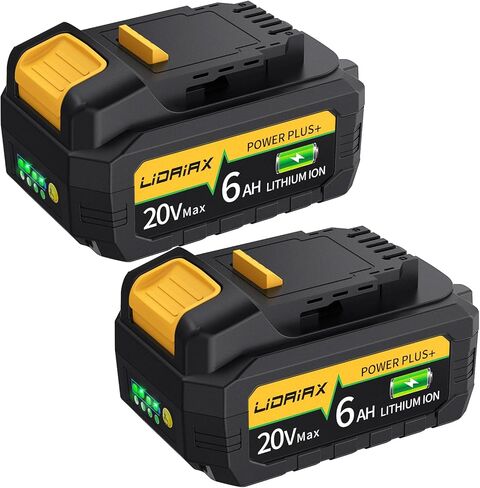True Capacity Replacement Battery Compatible with Dewalt 20V Max Tool, Automotive Grade Lithium Ion Cells, V0 Highest Grade Fireproof Case, Longer Runtime - 6.0AH, 2 Pack in Kuwait