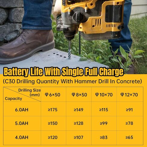 True Capacity Replacement Battery Compatible with Dewalt 20V Max Tool, Automotive Grade Lithium Ion Cells, V0 Highest Grade Fireproof Case, Longer Runtime - 6.0AH, 2 Pack in Kuwait