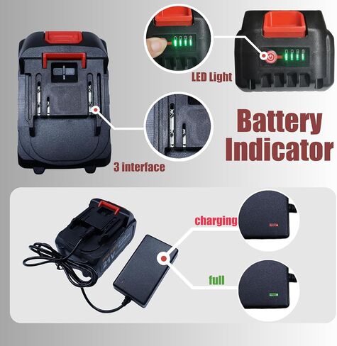 Mini Chainsaw Battery, 21v Lithium Battery - 4.0 Ah Battery with Electric Quantity Display, Include Charger Adapter, Suitable for Cordless Powe in Saudi Arabia