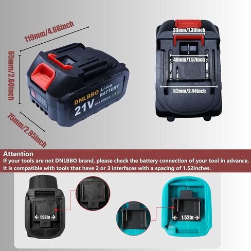 Mini Chainsaw Battery, 21v Lithium Battery - 4.0 Ah Battery with Electric Quantity Display, Include Charger Adapter, Suitable for Cordless Powe in Saudi Arabia