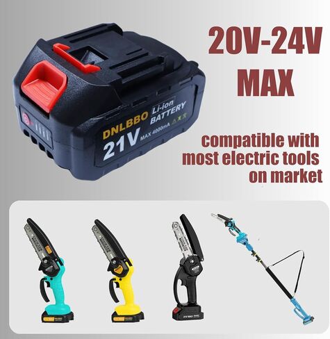 Mini Chainsaw Battery, 21v Lithium Battery - 4.0 Ah Battery with Electric Quantity Display, Include Charger Adapter, Suitable for Cordless Powe in Saudi Arabia