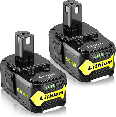 Replacement for Ryobi 18V Battery: 8.0Ah Replace Compatible with Ryobi Lithium Battery P107 P108 Cordless Power Tools with LED Indicator Light 2 Pack in Kuwait