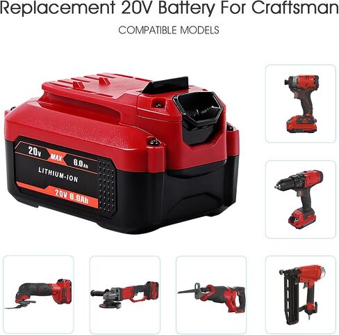 TenHutt 【Upgrade】 2Pack 20V 6.0Ah Replacement Battery for Craftsman 20V Battery V20 Lithium ion for CMCB205 CMCB204 CMCB206 CMCB202 CMCB201 20V Cordless Power Tools Craftsman 20V Battery in Saudi Arabia